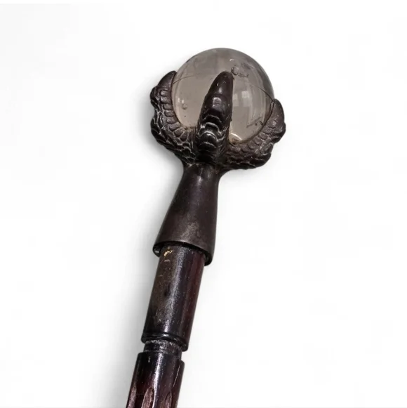 Antique Dragon-Claw Crystal Ball Cane Rare Mystic Walking Stick - Picture 5 of 16